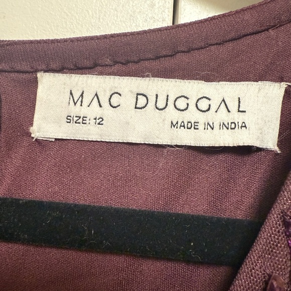 NWT | Mac Duggal 35109 Aubergine Purple Embellished Flutter Sleeve Gown Size12 - Picture 8 of 15